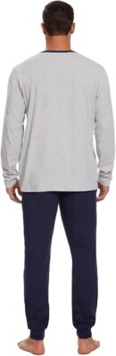 Men's Pajama Set with Henley Neckline 100% Cotton Soft and Comfortable Nightwear 2-Piece Lounge Set