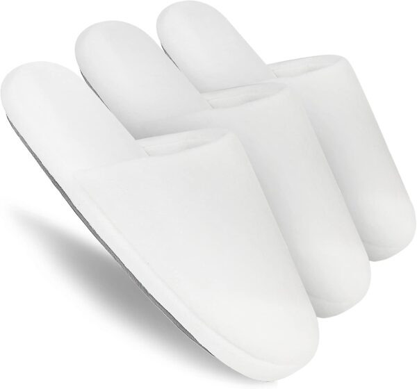 3-Pair Luxury Spa Slippers - Cotton Memory Foam Non-slip Closed Toe Washable Slippers for Hotel,Guest,Travel,Bride,Women and Men