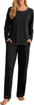 Women Pajama Set 2025 Lounge Sets Long Sleeve Sleepwear Soft 2 Piece Pjs with Pockets