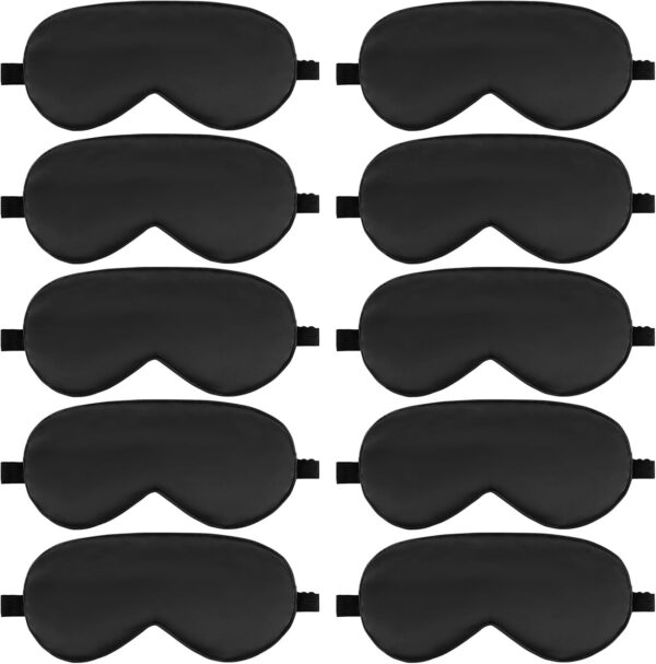 10 Pcs Sleep Mask, Natural Silk Eye Mask Cover 3D Adjustable Strap Sleeping Mask Comfortable Soft Elastic Bands Eye Shade Cover for Travel Sleeping All Night Sleep