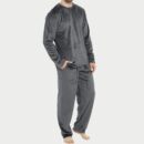 Mens Pajamas Set 2Pc Flannel Pajamas for Men Velvet Fleece Lounge Pants Long Sleeve Sleepwear Soft Pjs Sleepwear