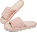 Women Slippers, Linen Flax House Slippers for Women Men Unisex, Cute Soft Open Toe Summer Bedroom Slides House Shoes Indoor Outdoor Shower Drys fast