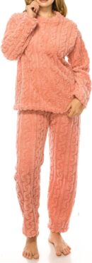 Women Fleece Fluffy Comfortable Cozy Pajama Set Pullover Lounge Home Warm Wear for Winter