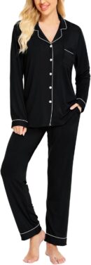 Women Pajamas Set Long Sleeve Sleepwear Button Down Nightwear Soft Cotton Pj Lounge Sets