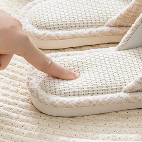 Linen Open Toe Slippers, Soft and Silent Home Slippers for Couples, Casual Comfortable Breathable non-slip Indoor and Outdoor Slippers Men/Women - Image 2