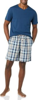 Men's Cotton Poplin Pajama Short with Cotton T-Shirt Set