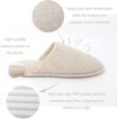 Women Indoor Memory Foam Cotton Scuff Slippers Slip On Summer House Shoes Flats Breathable Lightweight Washable Non Skid Rubber Soles