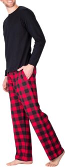Men??s Pajama Set Pajamas For Men 2 Piece PJ Set with Cotton Knit Men Pajama Pants and Long Sleeve Henley T-Shirt