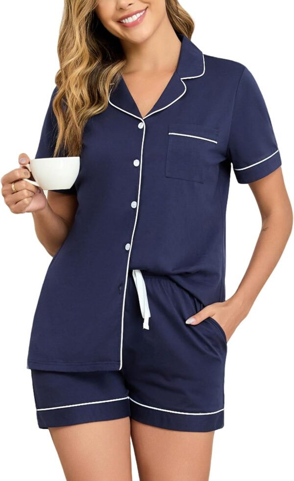 100% Cotton Pajamas for Women Set Short Sleeve Button Down Sleepwear Soft 2 Piece Summer Pjs Lounge Sets S-XXL