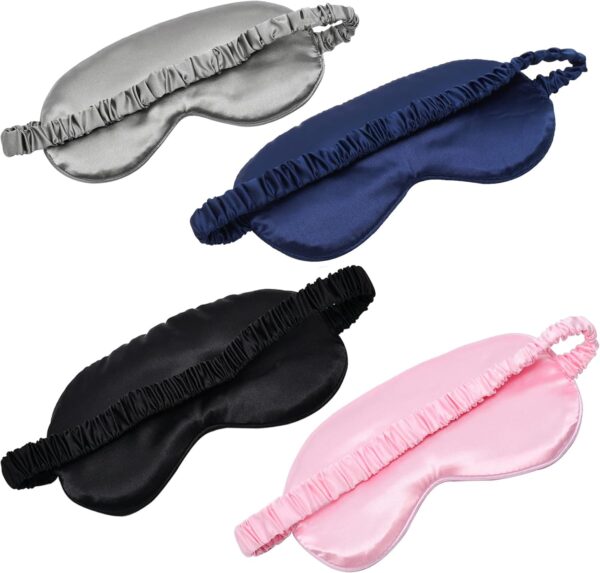 Sleep Masks 4 Pack Silky Eye Cover Soft Satin Blindfold Elastic Strap Night Eye Shade for Women Men - Image 2