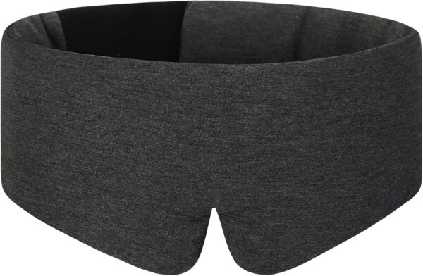 Wraparound Style Organic Cotton Eye Mask with Padded Nose, Big Wide Headband and Large Coverage Ear Muff Sleeping Mask with Bottom Flap for Full Blackout, Dark Grey