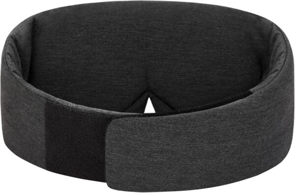Wraparound Style Organic Cotton Eye Mask with Padded Nose, Big Wide Headband and Large Coverage Ear Muff Sleeping Mask with Bottom Flap for Full Blackout, Dark Grey - Image 2