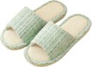 Women Slippers, Linen Flax House Slippers for Women Men Unisex, Cute Soft Open Toe Summer Bedroom Slides House Shoes Indoor Outdoor Shower Drys fast