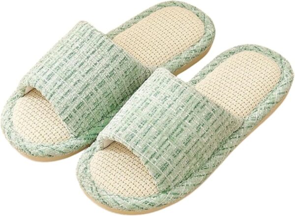Women Slippers, Linen Flax House Slippers for Women Men Unisex, Cute Soft Open Toe Summer Bedroom Slides House Shoes Indoor Outdoor Shower Drys fast