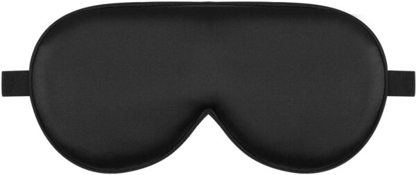 Organic Silk Sleep Mask Cool Super Smooth Eye Cover Genuine Mulberry Silk Face Skin Care, Soft Filling, Lightweight for Home or Travel Use (Original Black, Flat)