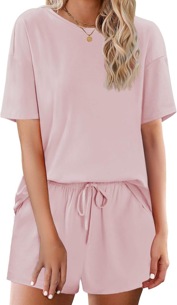 Cotton Pajamas Set for Women Soft Short Sleeve Lounge Set Shorts Sleepwear Set 2 Piece Pjs Sets