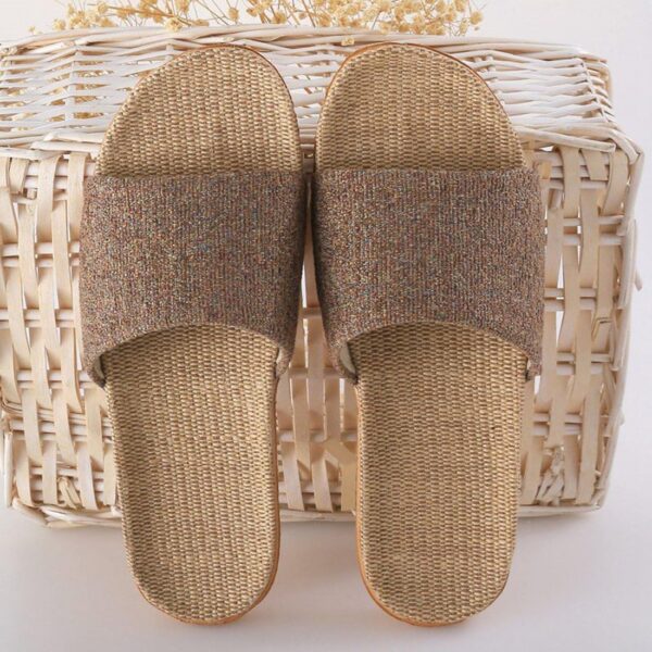 Flax Tatami Slippers No Slip Indoor Slippers Open Toe - Image 2