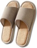 Women And Men House Fabric Slippers Indoor And Outdoor, Non-Slip Memory Foam Open-Toe Home Shoes, Soft Bottom Linen Unisex Washable Cotton Casual
